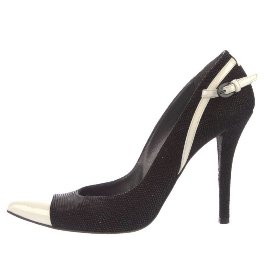 Stuart Weitzman Black and Cream Heels